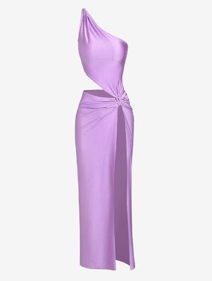Parti İçi Çukurlu Kalça Yüksek Çatlak Elbise Kolsuz Katı Renkli Uzun Elbise Moda Seksi