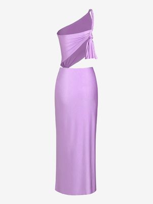 Parti İçi Çukurlu Kalça Yüksek Çatlak Elbise Kolsuz Katı Renkli Uzun Elbise Moda Seksi