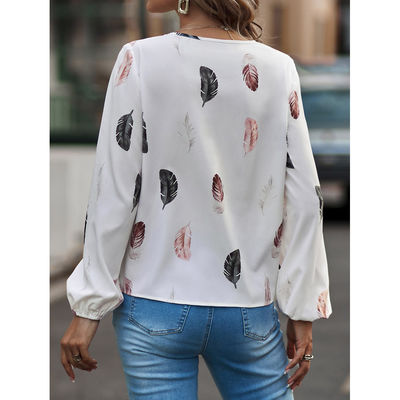 Kadınlar V-Neck T-shirt Kavşak Yumruklu Top