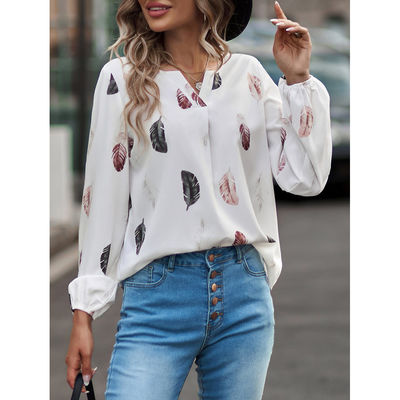 Kadınlar V-Neck T-shirt Kavşak Yumruklu Top
