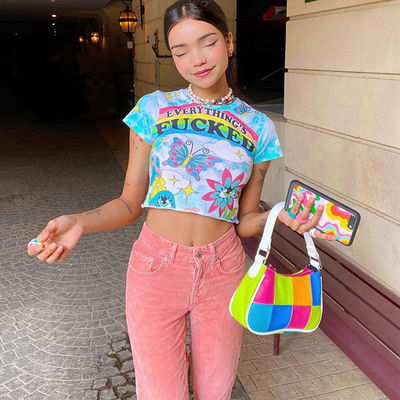 Şık Baskı Dekal Tişört Takım Boynuz Slim Fit Kısa Kollu Tişört