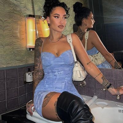 Şık Seksi Çiçekli Elbise Sıradan Kadın Seksi Halter Elbise Slim