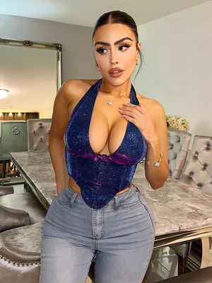 Kadınların yeni seksi Spice top moda tarzı ince kısa halter yelek