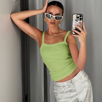 İlkbahar ve yaz yeni moda seksi ince fit halter yelek özelleştirilebilir dijital baskı çeşitli desenler
