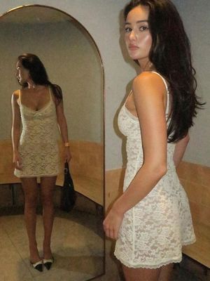 Bahar ve yaz yeni seksi bahar dantel perspektifi elbise boş halter çantası kalça etek