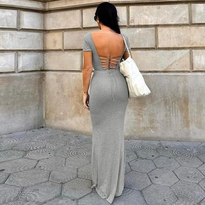 Bahar Yaz Özel Yeni Moda Seksi Halter Kısa Kollu Elbise