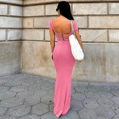 Bahar Yaz Özel Yeni Moda Seksi Halter Kısa Kollu Elbise