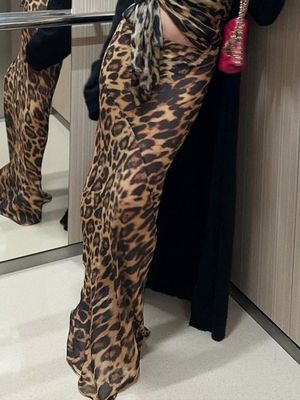 Yaz Yeni Moda Seksi Leopar Baskı Chiffon Balık Kuyruklu Eteği Zemin - Uzunluk Eteği