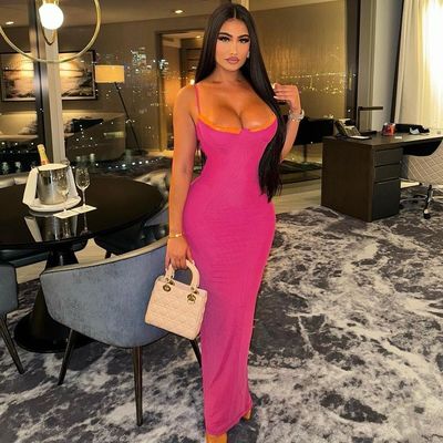 Yazın yeni moda seksi dantel bezli elbise