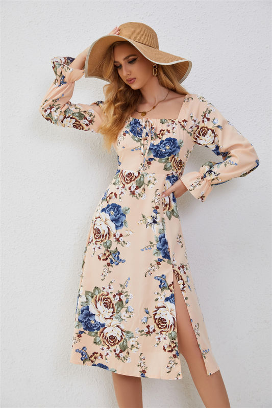 Kadınlar için çok renkli moda baskısı elbise